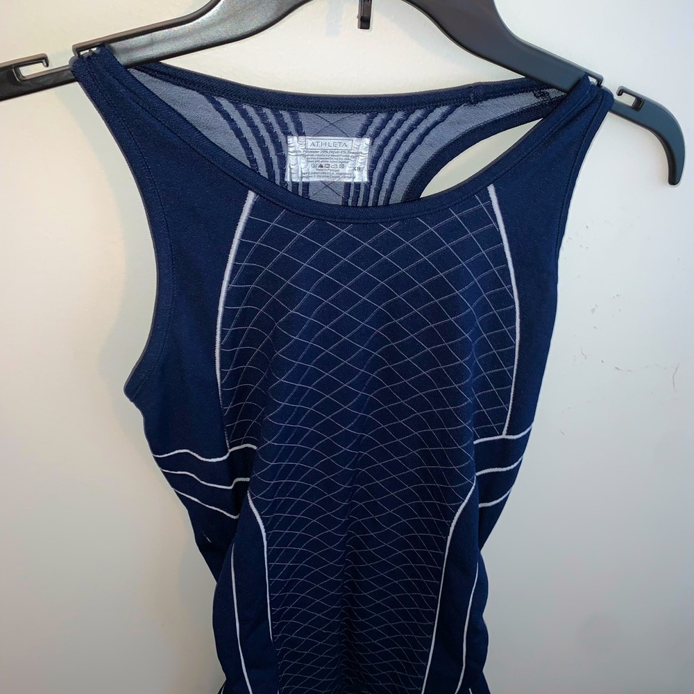 ATHLETA NAVY BLUE TANK TOP, SIZE SMALL.